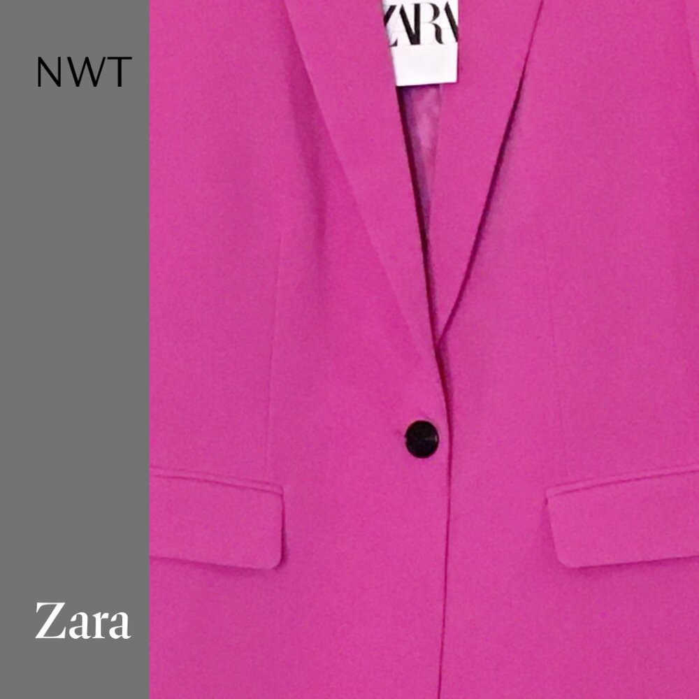 NWT ZARA Dark Pink Fuschia Blazer, Sz S - Picture 4 of 4